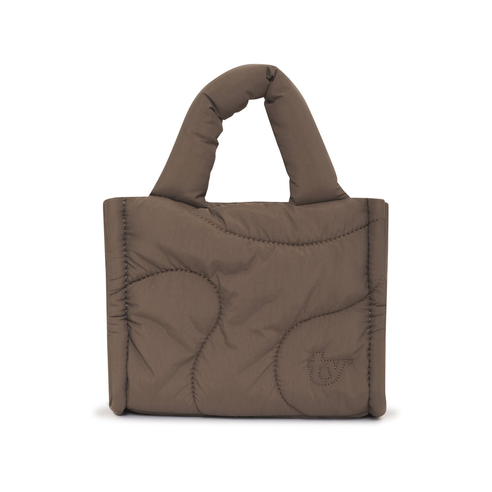 clay brown puffer drift mini tote bag gym side pocket crossbody strap