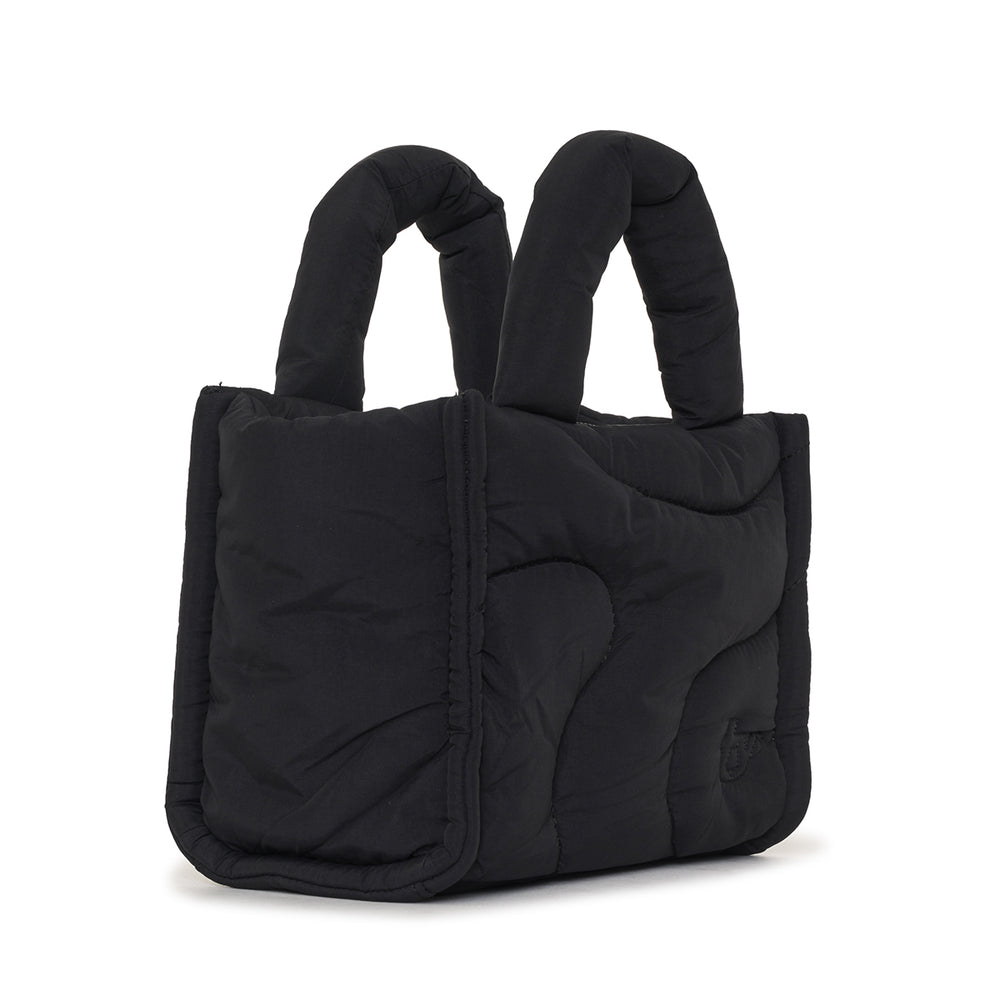 black puffer drift mini tote bag gym side pocket crossbody strap