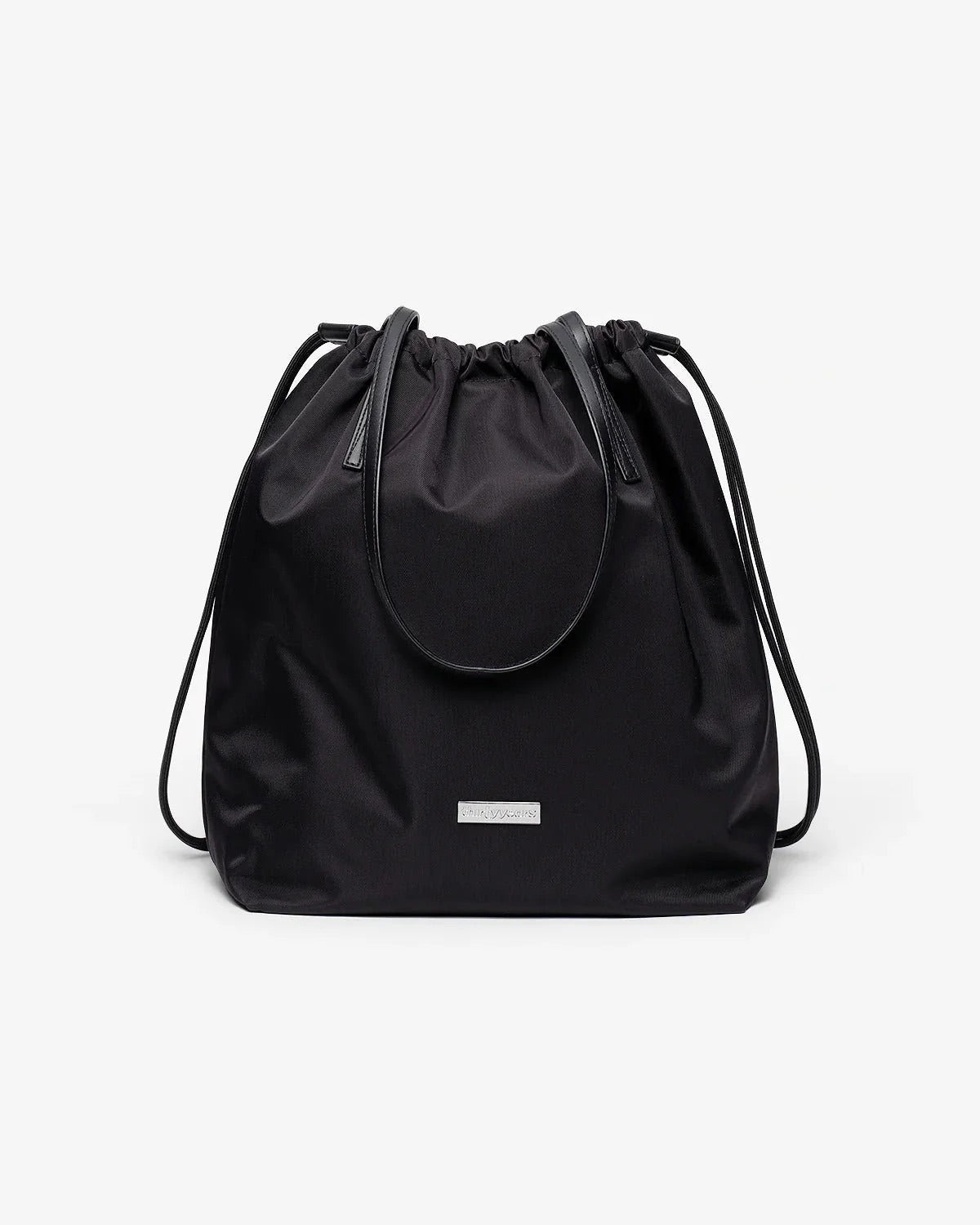 A black nylon shoulder bag