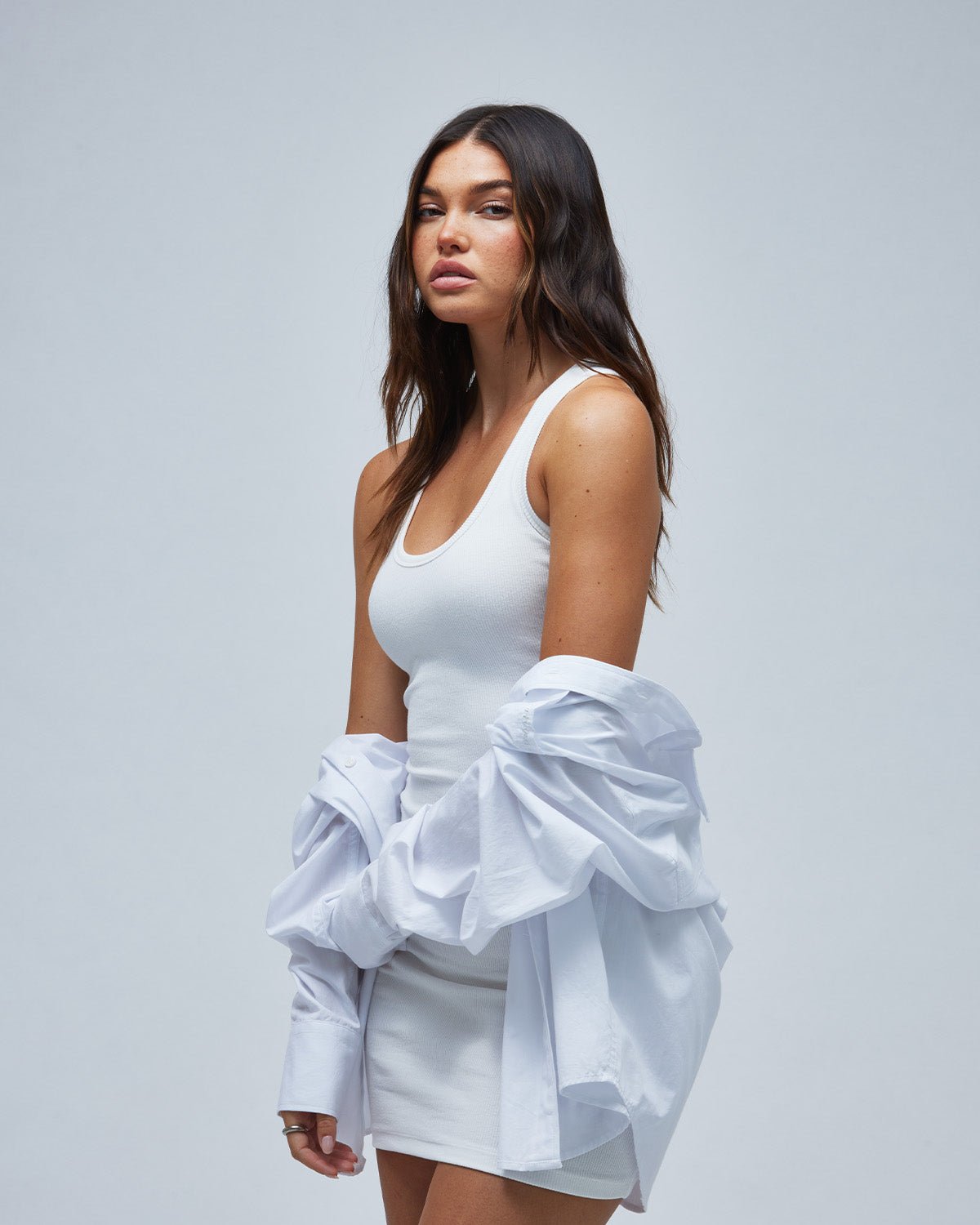 Demi Ribbed Dress - White - ThirtyYears