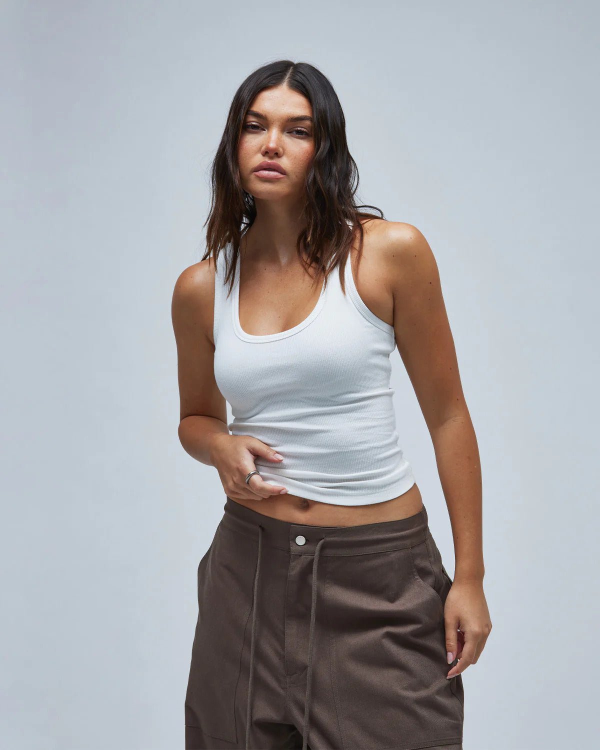 Demi Ribbed Tank - White - ThirtyYears