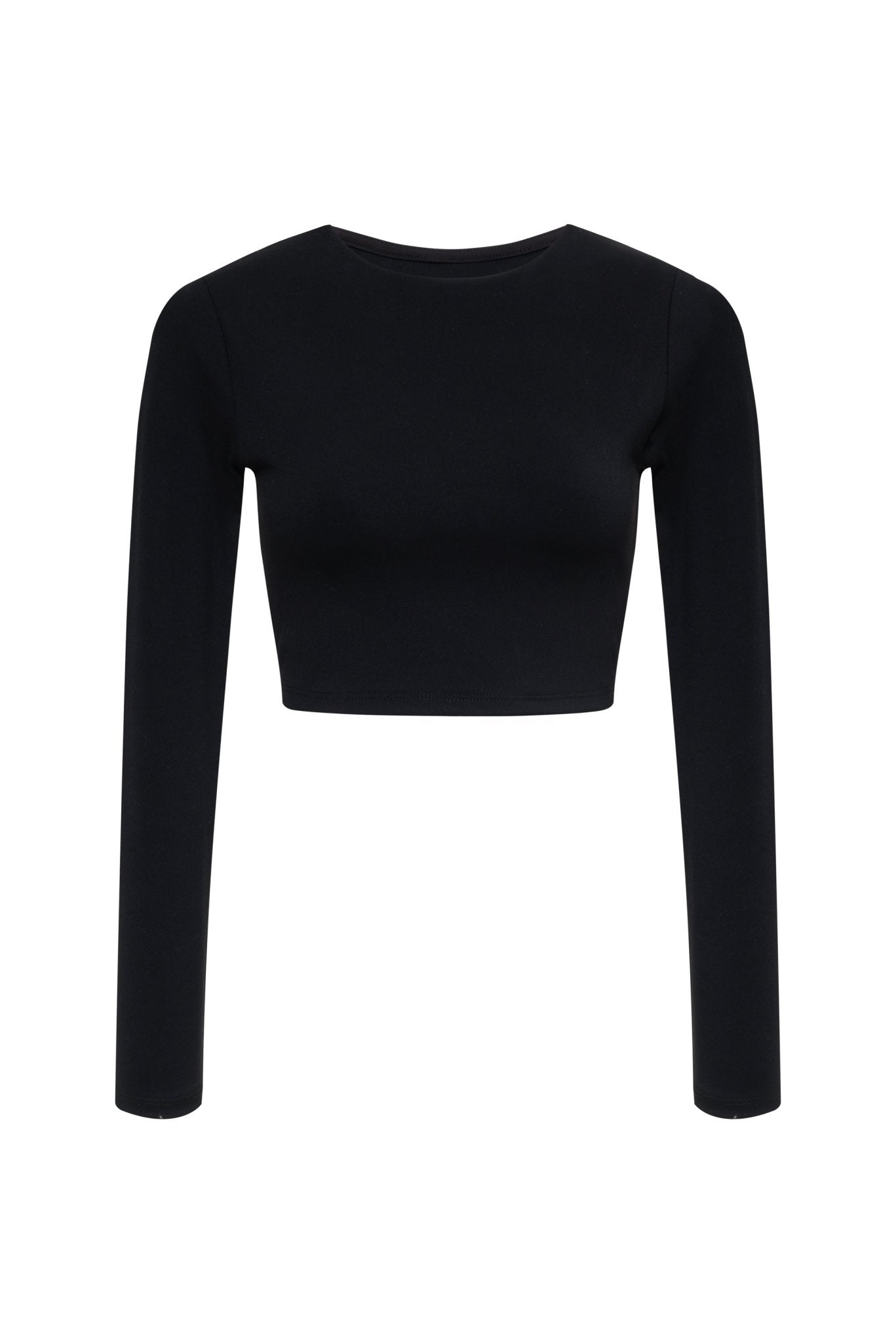 Long Sleeve Crop Top - Black - ThirtyYears