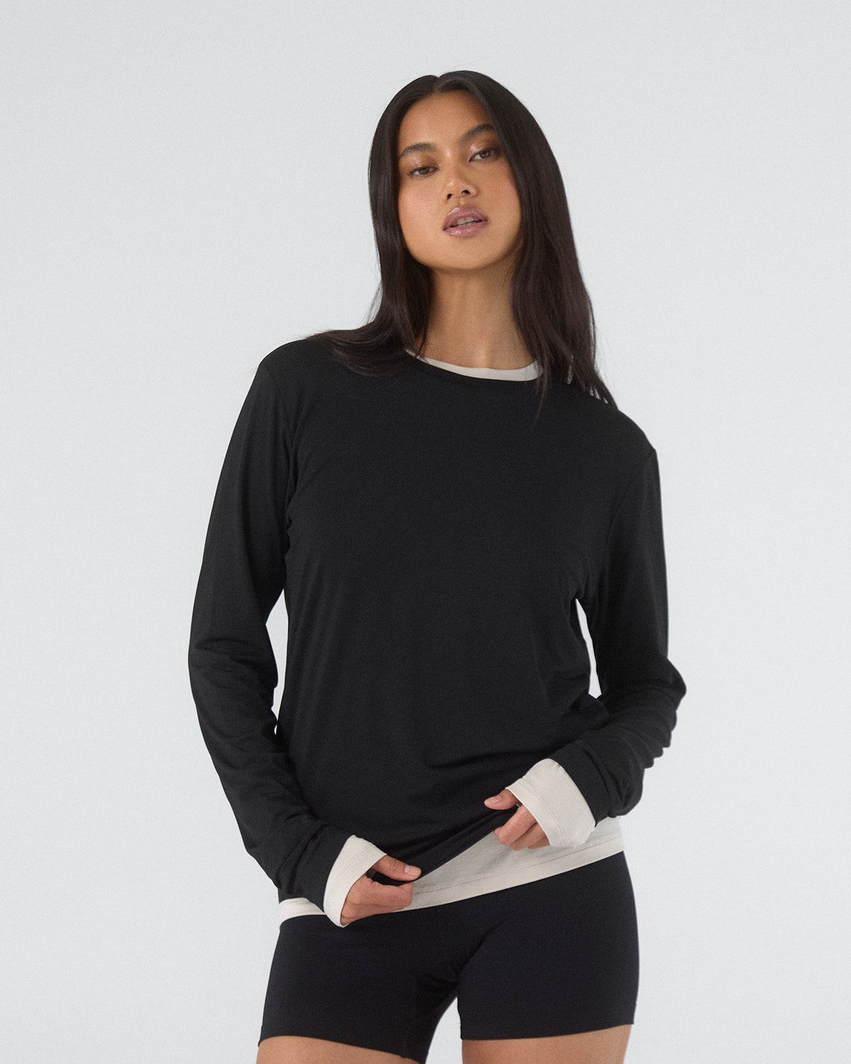 Modal Long Sleeve Tee - Black - ThirtyYears