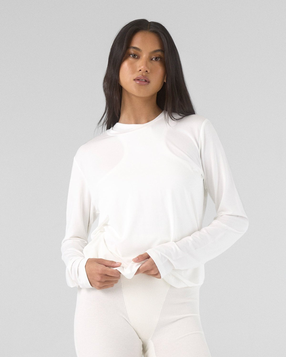 Modal Long Sleeve Tee - Off - White - ThirtyYears