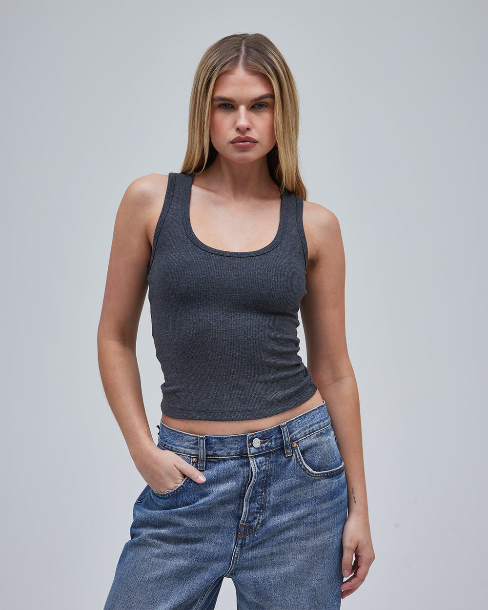 Demi Ribbed Tank - Slate