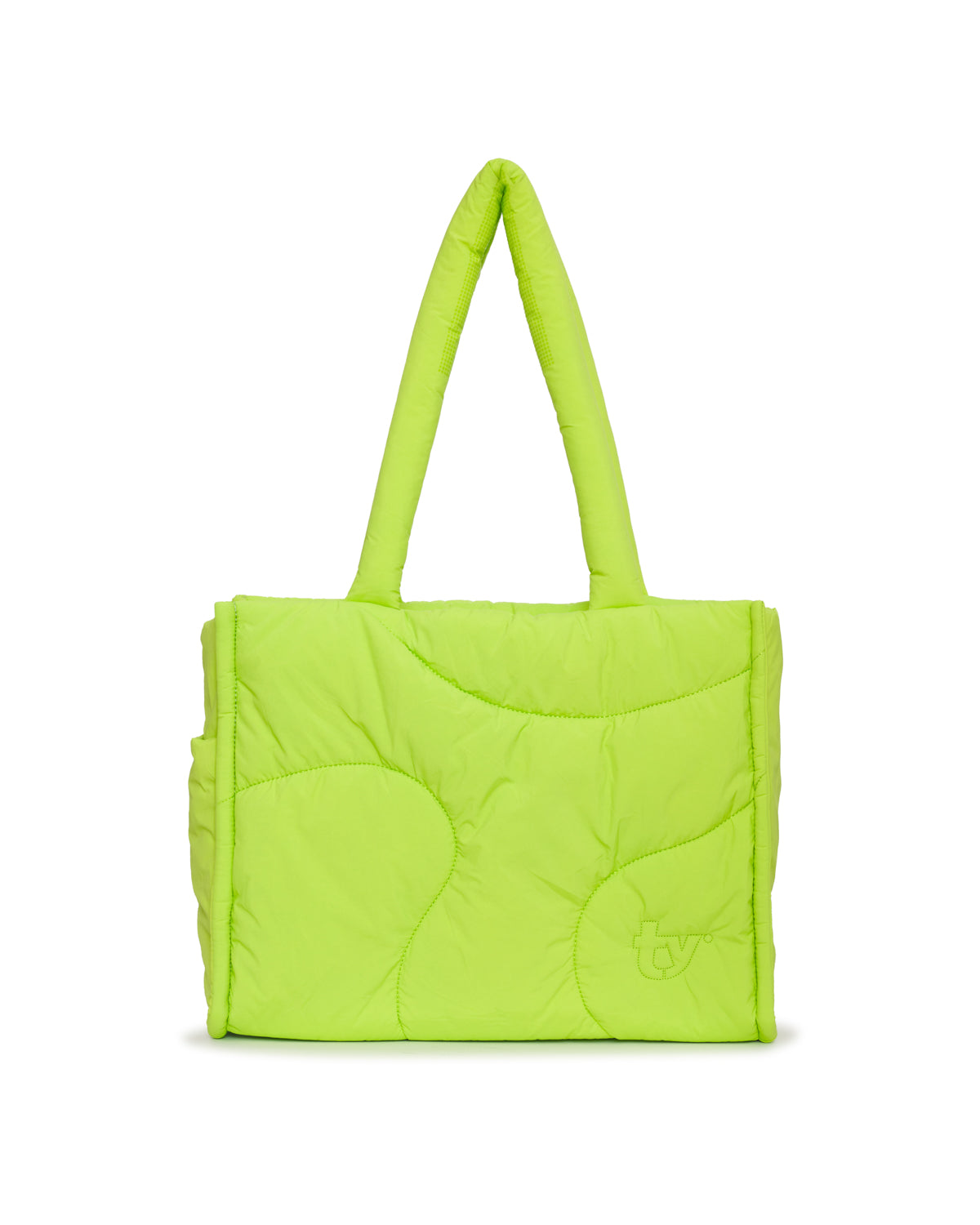 
                  
                    neon bright lime green drift puffer tote bag gym side pocket crossbody strap
                  
                