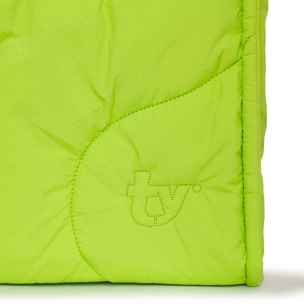 neon bright lime green drift puffer tote bag gym side pocket crossbody strap