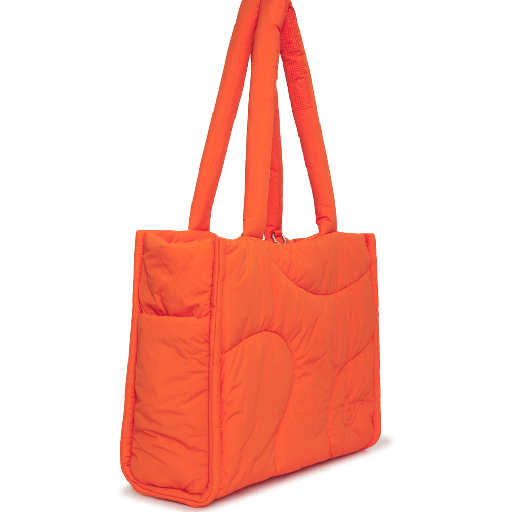 neon orange drift puffer tote bag gym side pocket crossbody strap