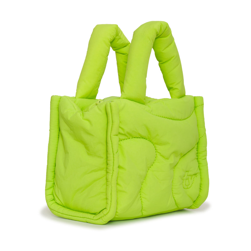 neon lime green puffer drift mini tote bag gym side pocket crossbody strap