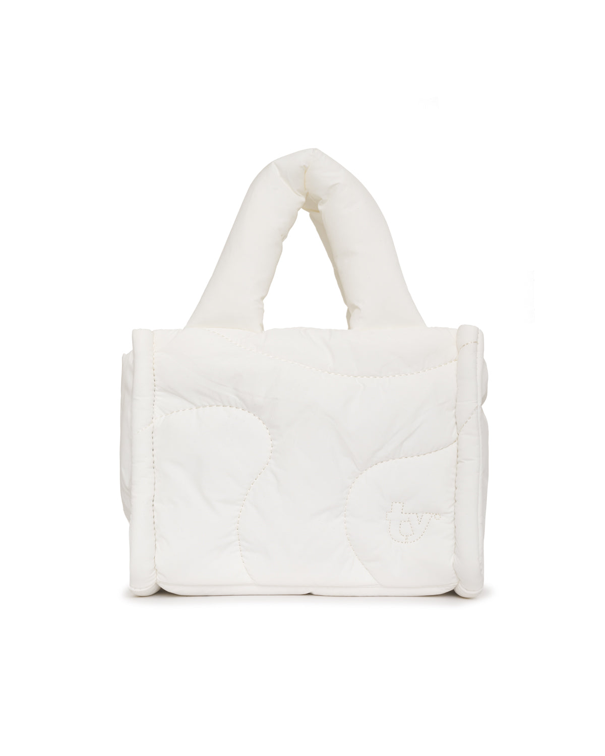 cloud white puffer drift mini tote bag gym side pocket crossbody strap