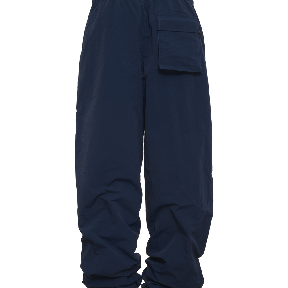 
                  
                    navy dark blue nylon cargo style track pants elastic waist zip cuffs
                  
                