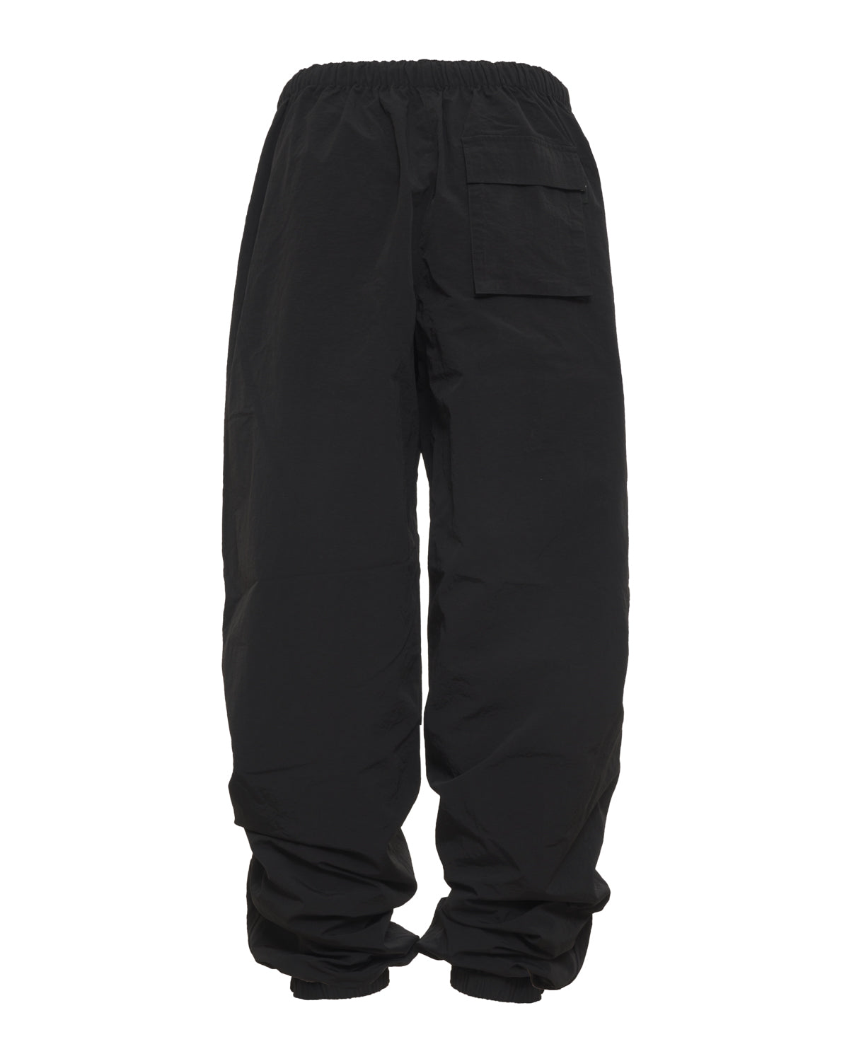 
                  
                    black nylon cargo style track pants elastic waist zip cuffs
                  
                
