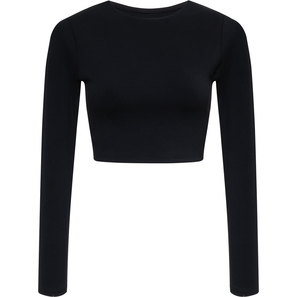 
                  
                    Long Sleeve Crop Top - Black
                  
                