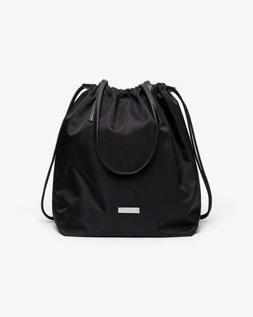 Black Nylon Shoulder Bag | Drawstring Purse | Thirty Years