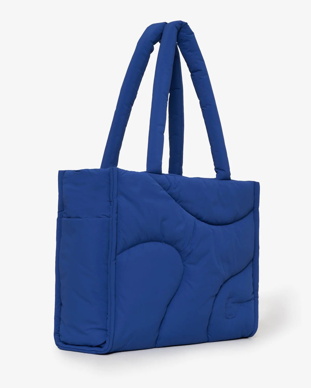 A blue quilted bag