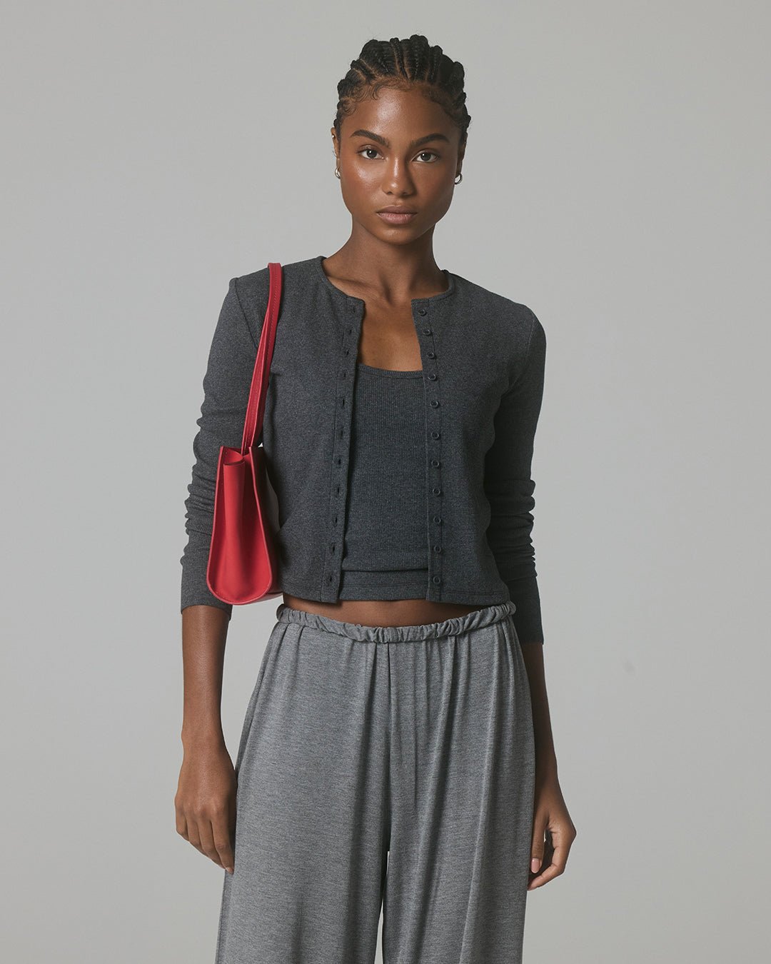 Demi Ribbed Cardigan - Slate - ThirtyYears