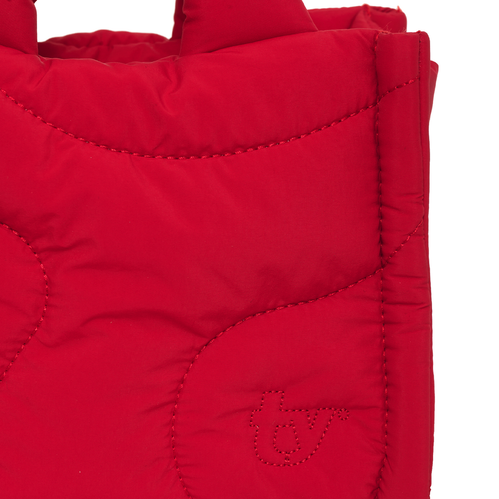 
                  
                    cherry red puffer drift mini tote bag gym side pocket crossbody strap
                  
                