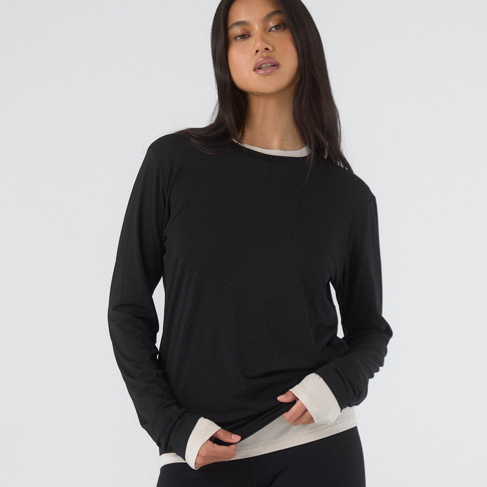 Modal Long Sleeve Tee - Black - ThirtyYears