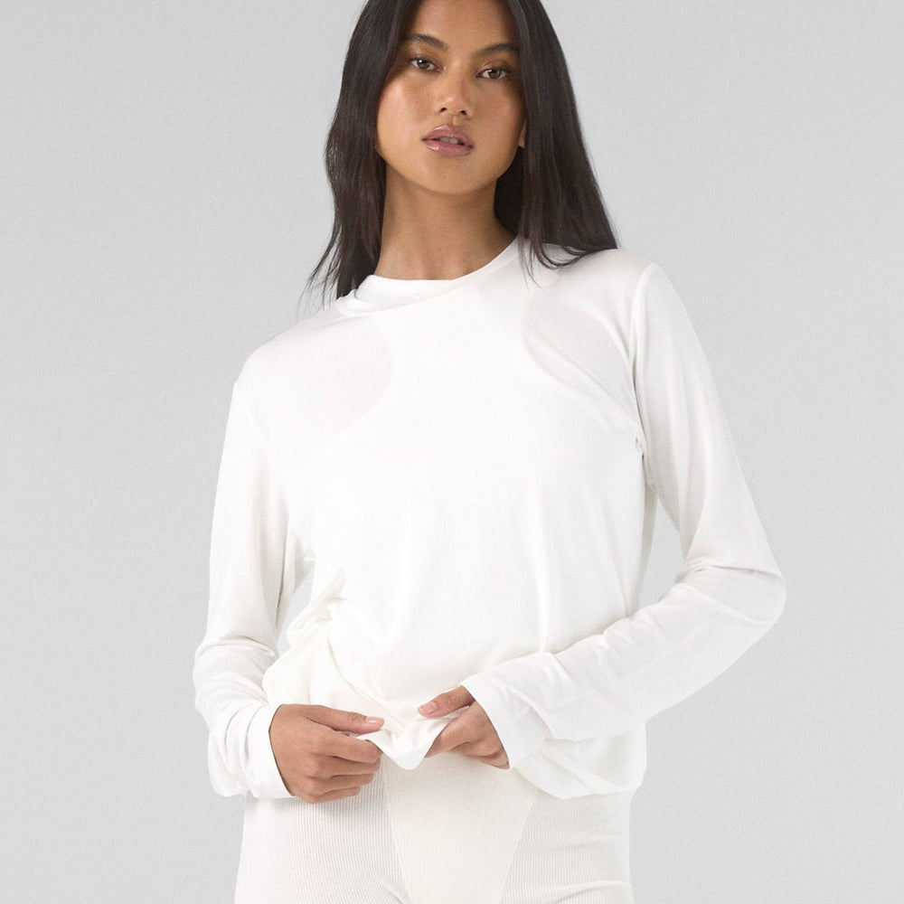 Modal Long Sleeve Tee - Off - White - ThirtyYears