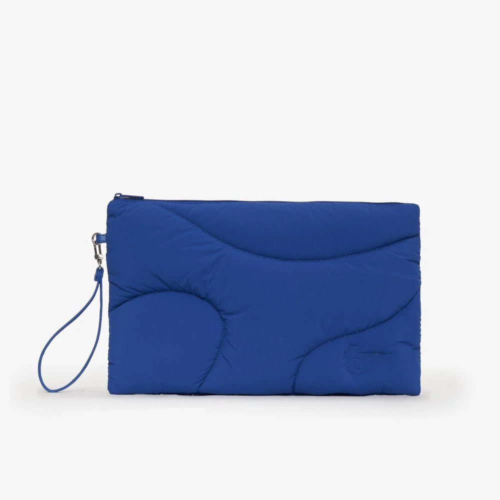A puffer blue wristlet
