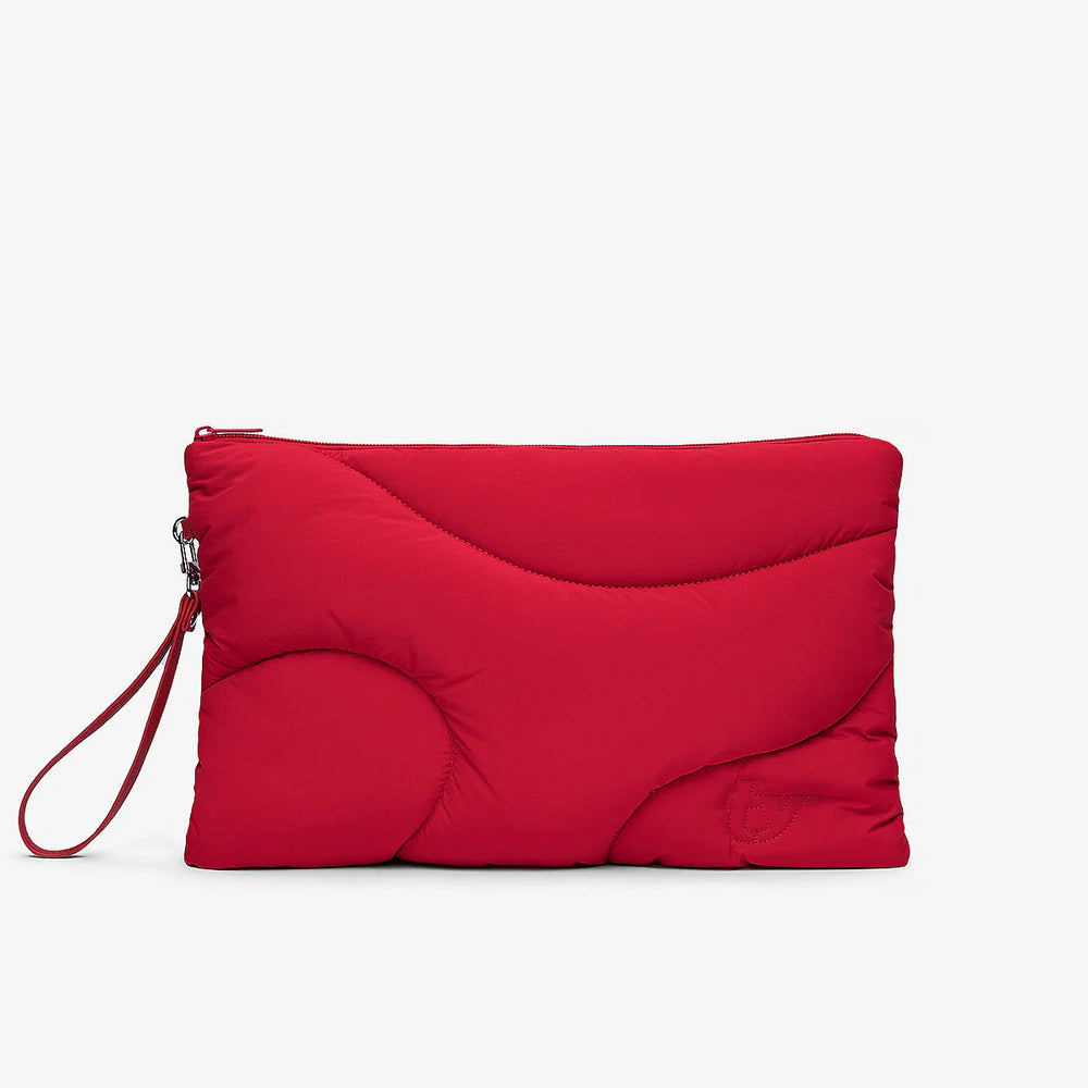 A red wristlet purse