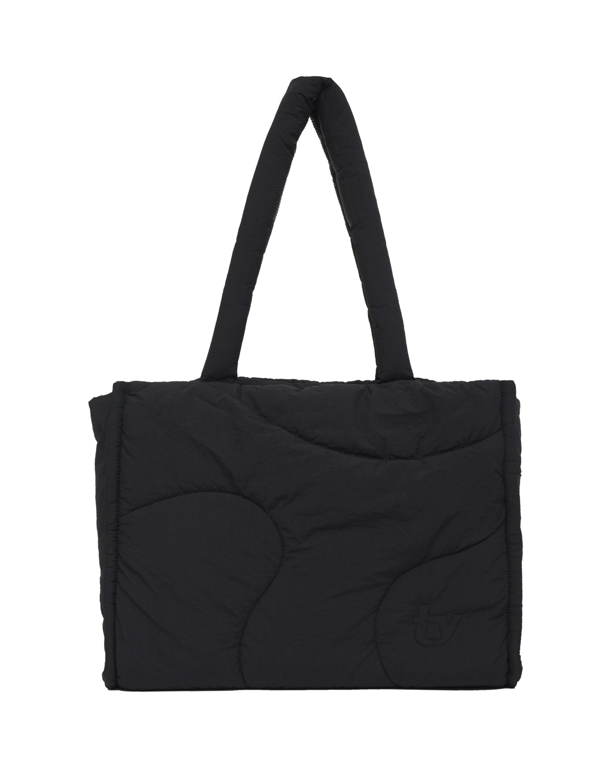 black drift puffer tote bag gym side pocket crossbody strap